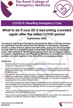What to do if your ED is becoming crowded again after the initial COVID period: (COVID19: Resetting Emergency Care)